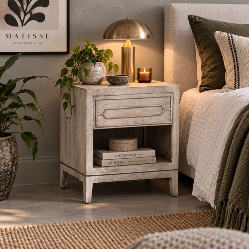 Rustic mango wood bedside - mango,