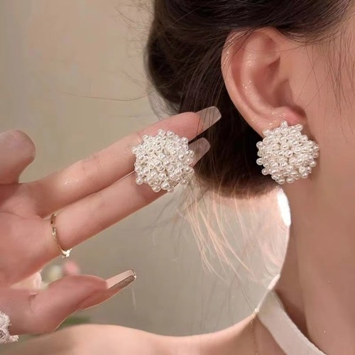 Hollow out pearl earrings - hollow,