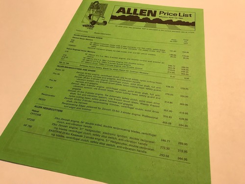 Allen power equipment includes - allen,