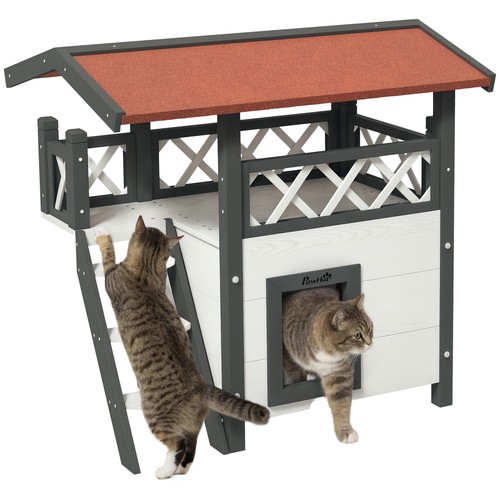 Pawhut outdoor cat house - outdoor, w/