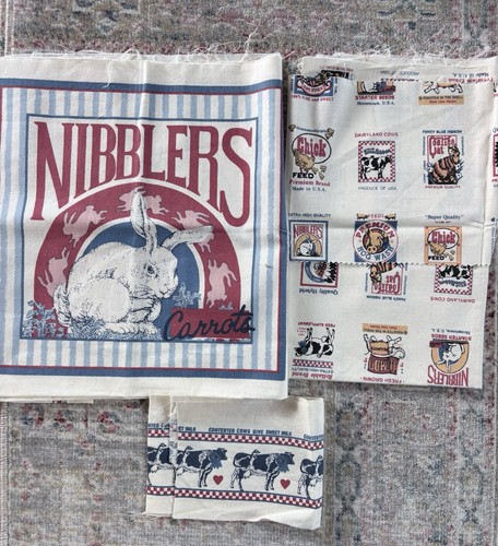 Vintage feed sack label fabric - label,