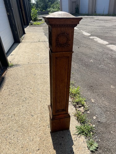 C1880 vintage oak newel post - oak,