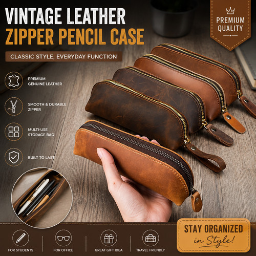 Vintage leather pencil - pencil, bag
