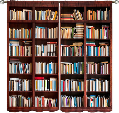 Wooden bookshelf curtains - bookshelf,