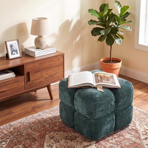 Square chenille ottoman - square,