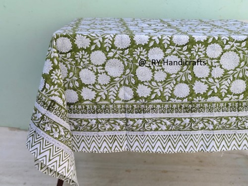 Green block printed - , table