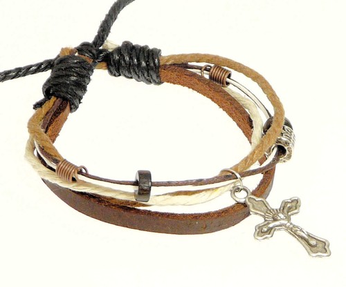 Brown leather bracelet - leather,