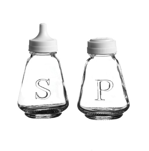 Salt pepper shakers glass - salt,