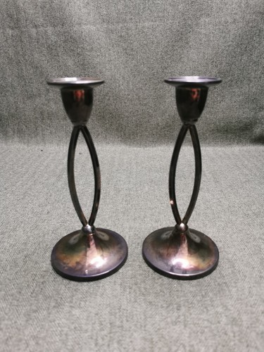 Silver plated candlesticks - silver,