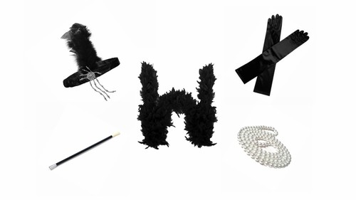 Downton abbey black boa - black,