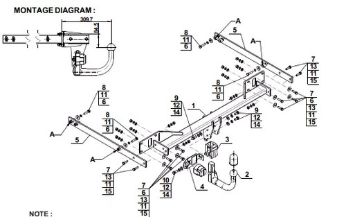Detachable swan neck tow - swan, bar