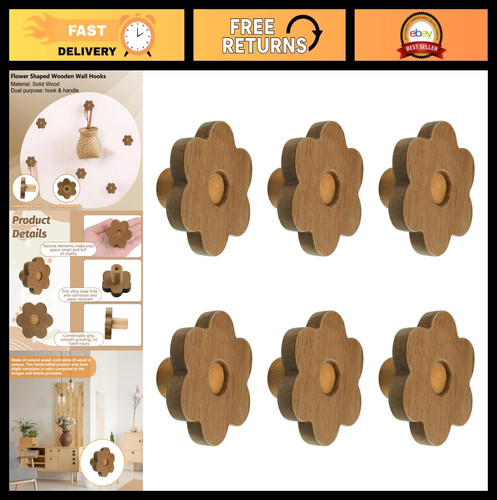 6pcs flower shaped wooden - 6pcs,