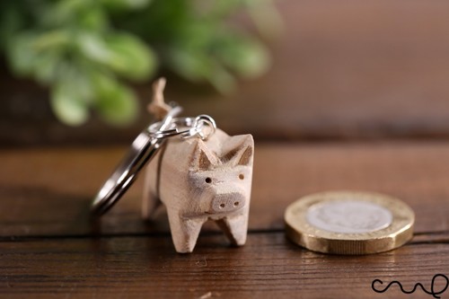 Handmade wooden little pig - wooden,