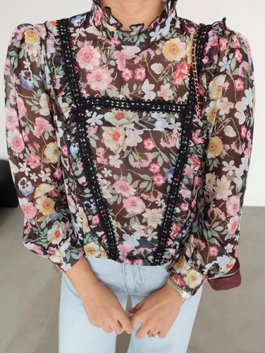 Euc zara floral black sheer - euc,