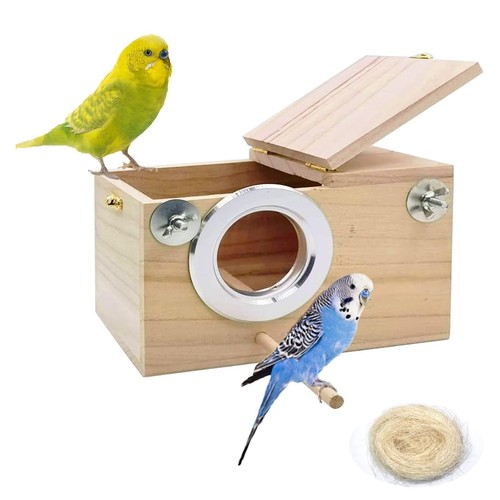 Parakeet nesting box wood - parakeet, box,wood