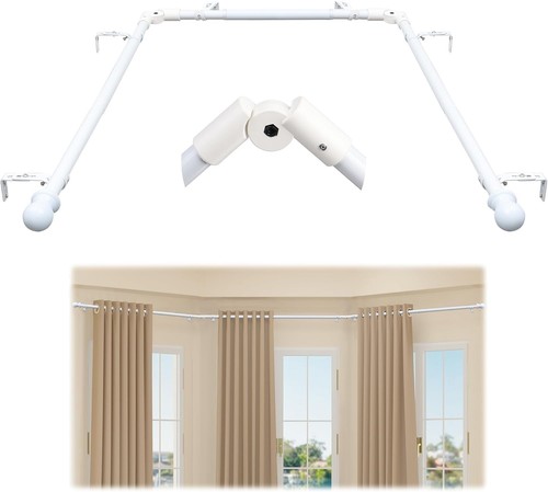 Bay window curtain - window, poles