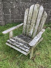 Low Sun lounger Rustic Solid Old Reclaimed Teak Carver Arm Garden Chair 3`4"H