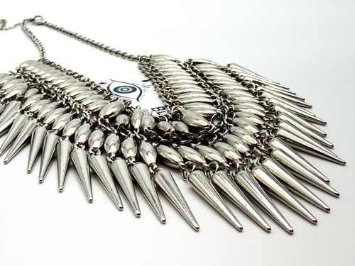 Silver tone spike statement - tone,