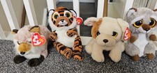 Bundle of 4 Ty's beanie boos with tags - fox, tiger, dog, bush baby tags attache