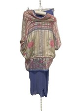 Janice Wainwright Silk Top Skirt Set Lilac Cream Size 10 Vintage Iconic  1970s