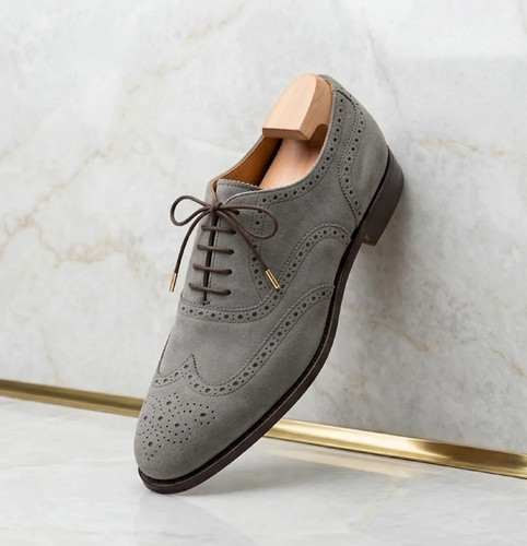 Men gray suede wingtip - men's,