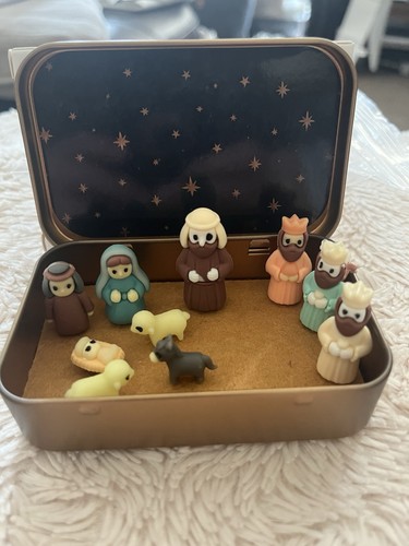 Mini nativity scene gold - in,
