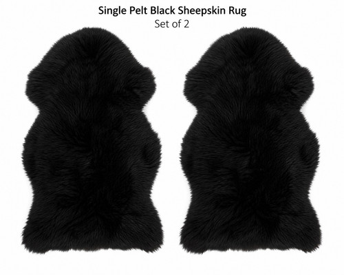 Genuine sheepskin rug black - sheepskin,