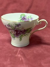 Beautiful Replacement Aynsley Cup Lime Green with Purple Violets Foliage 1313 /2