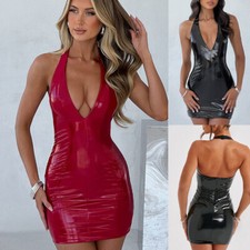 Womens PVC PU Leather Backless