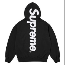 Supreme Satin Applique Hooded Black Hoodie Size Large Brand New