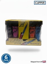 6 Original Clipper Jet Adjustable Flame Refillable Wind Proof Pocket Lighters