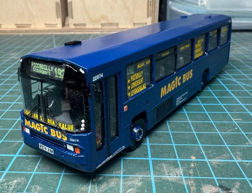 - (bus, building)