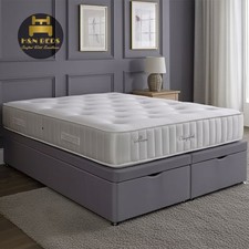 New Divan Ottoman Bed Base Plush Velvet Upholstered Storage Gas Lift Up Opening