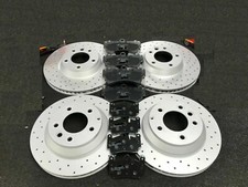 FOR BMW M3 E46 3.2 FRONT & REAR SPORT DRILLED BRAKE DISCS & PADS + WEAR SENSOR