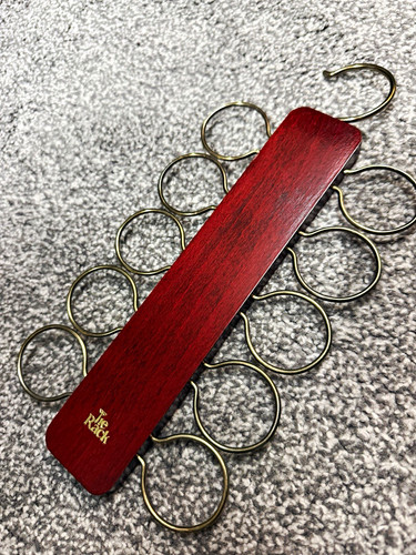 Vintage tie rack wooden brass - wooden,