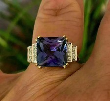 AAA 3.75 Ct Natural Tanzanite Solitaire Engagement Ring 14K White Gold solid