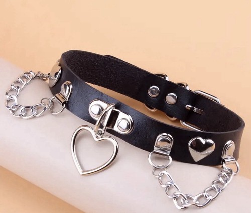 Black leather choker with - choker,