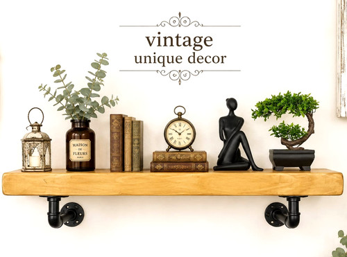 Rustic industrial loft shelf - rustic,