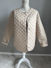 M&S BEIGE QUILTED  RELAXED FIT 'STORMWEAR' SHOWER RESISTANT JACKET SIZE 12
