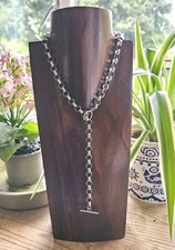 Silver lariat necklace - silver,