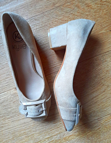 Kylie beige suede court shoes - beige,