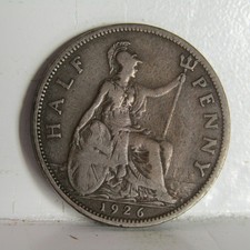 1926 Half Penny Coin British George V #167 - good grade