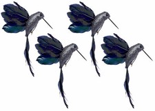Midnight Blue Hummingbird Clip On Birds Christmas Tree Decorations (Set of 4)