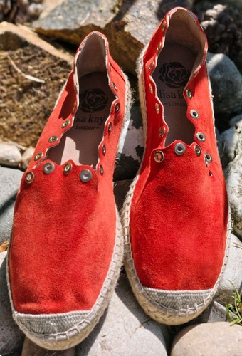 Lisa kay red suede espadrilles - kay,