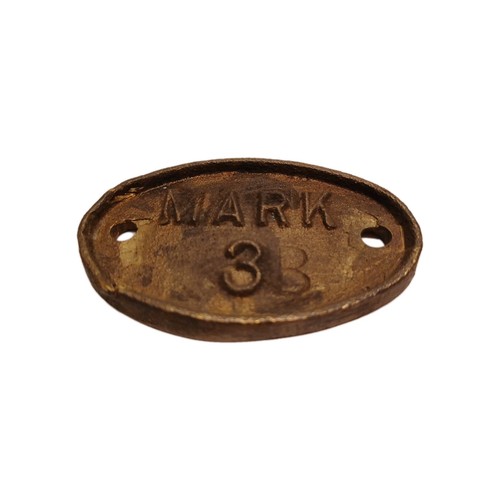 Railwayana brass mark oval - brass,