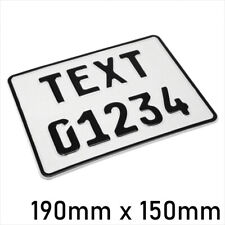 7.5x6 White GERMAN text age kids motorcycle pressed number plate bike metal