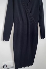 NWOT Lipsy Black Long Sleeve Scallop Wrap Dress Size UK12