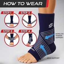 PAIR - UNISEX ANKLE SUPPORT - SLEEVE STARS - NAVY BLUE - ONE SIZE - COMPRESSION