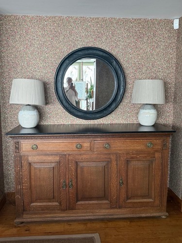 Marble topped oak - oak, sideboard