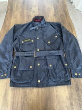 Mens Barbour Nylon A7 Bright Brass International Jacket, Blue Size Medium, Belt